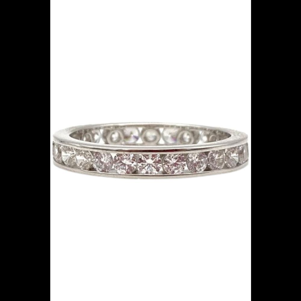 Diamonique Sterling Silver Simulated Diamond Round Cut Eternity Ring 40$
